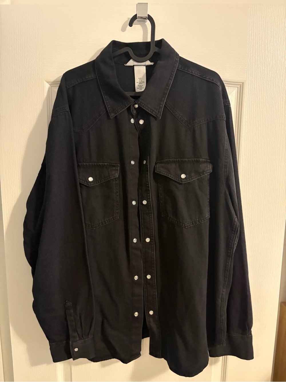 H&M Black Snap-Front Western Shirt Jacket